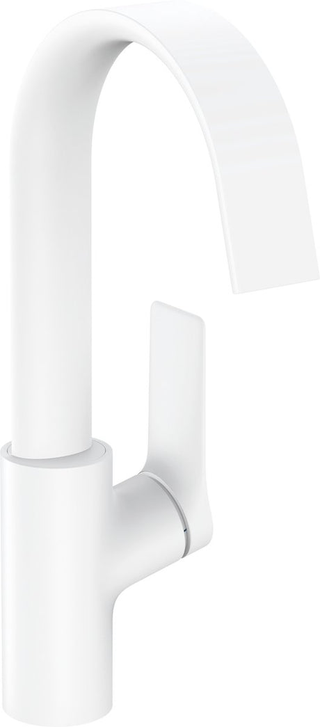Hansgrohe vivenis - håndvaskarmatur - etgrebsbetjening - uden spild - 210mm størrelse - drejetud - mat hvid