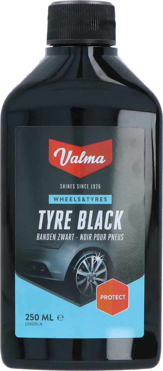 Valma dæk sort - giver dækkene en dyb sort farve - langvarig beskyttelse - let at påføre - 250ml