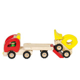 Goki trækøretøj: sættevogn med bulldozer 34x8,5x12,5 cm, med gummidæk, 2+