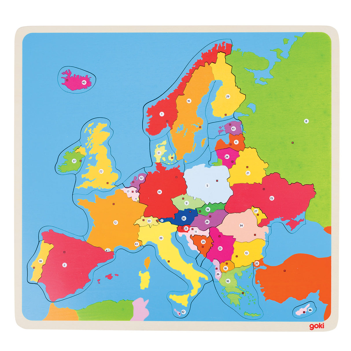 Goki puslespil - Europa - 35 brikker - 32x30x1cm - træ - 5+