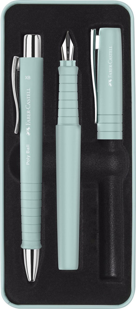 Faber-castell giftbox poly pen - met balpen en vulpen - caribic blue - fc-241053
