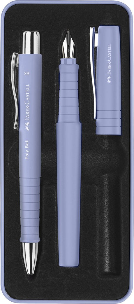 Faber-castell gaveæske polypen - med kuglepen og fyldepen - bleg iris - fc-241051