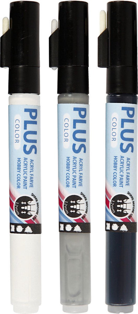 Creotime tuschsæt plus farve 1-2 mm råhvid-sort-grå