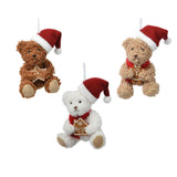 Decoris julevedhæng bjørn polyester 7x6x12cm 3 assorteret