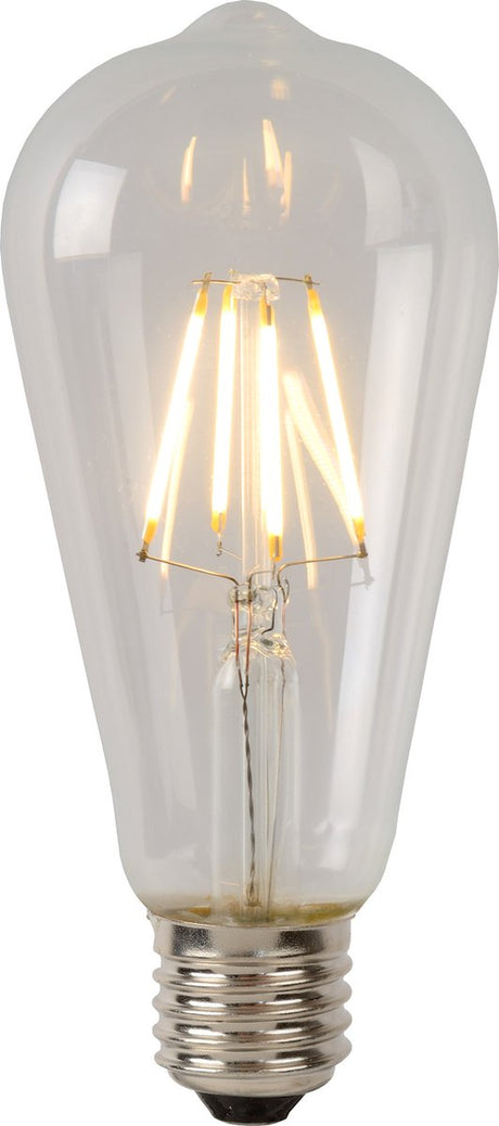 Lucide st64 klasse b - glødelampe - ø 6,4 cm - LED dæmpbar - E27 - 1x7W 2700K - gennemsigtig