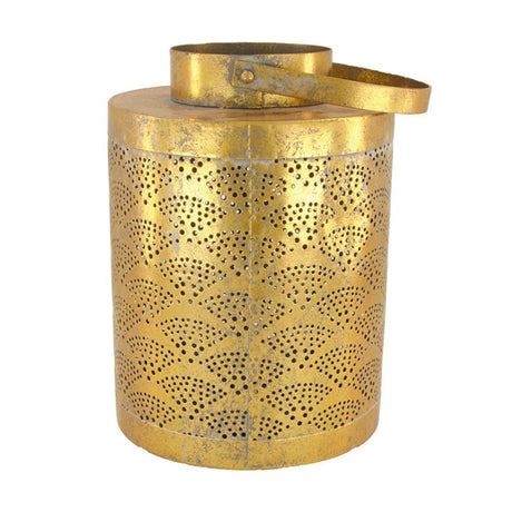 Naturkollektioner lanterne metal med glas ø17,5x26cm guld