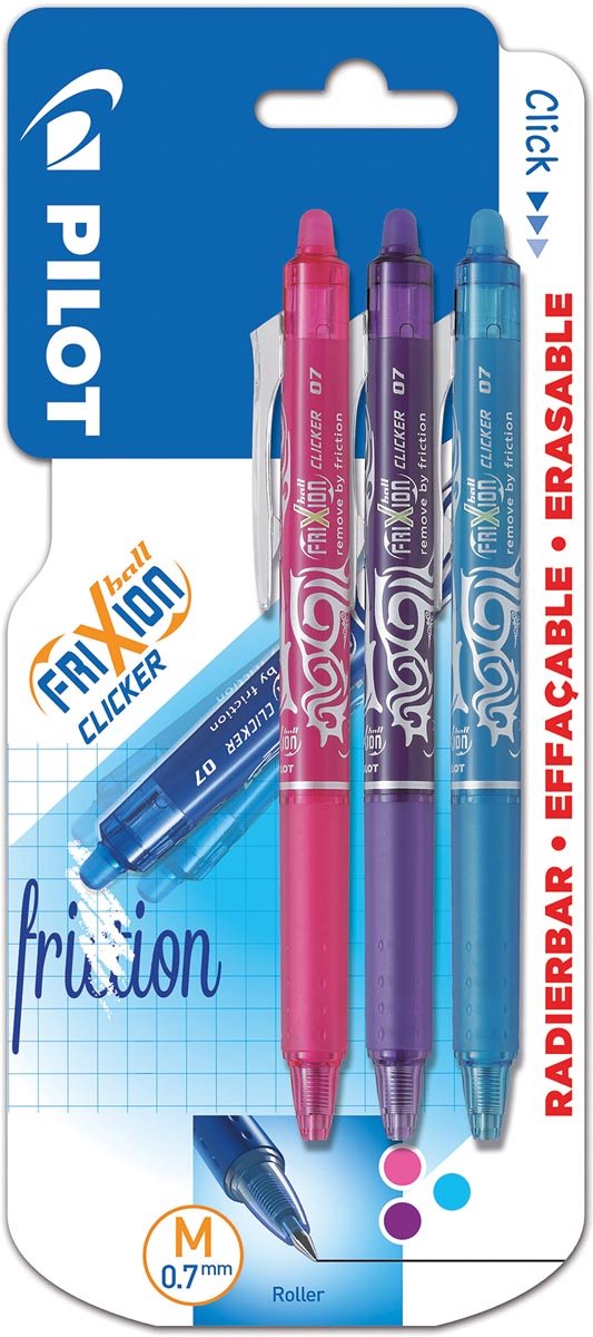 Pilot frixion ball clicker medium 3 stk