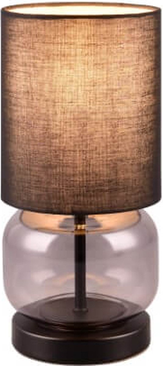 Trio elio - bordlampe - sort mat - ekskl. 1x e27 40w - ledningskontakt - røgglas