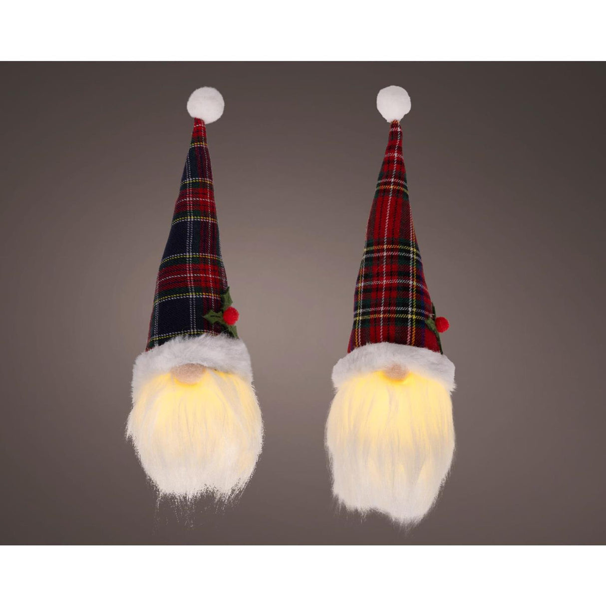 Lumineo julevedhæng nisse LED polyester 6x6x20cm varm hvid 2 assorterede