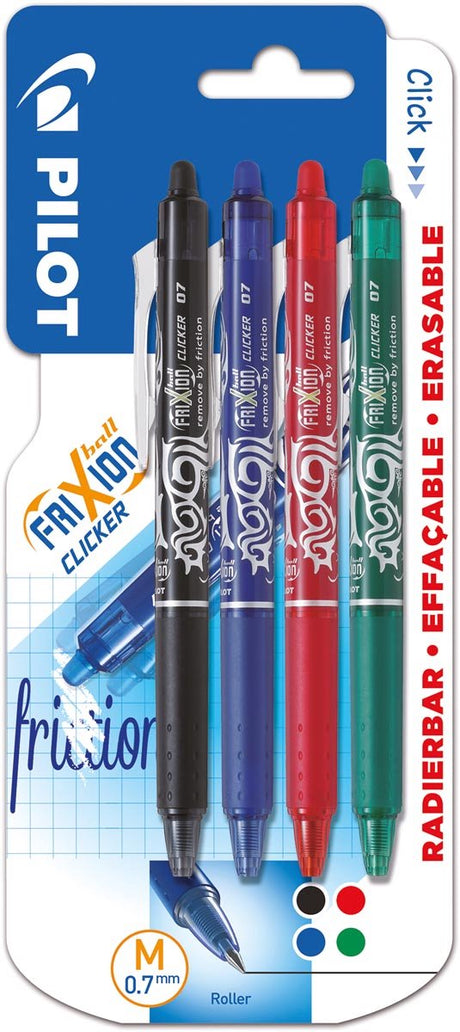 Pilot tilbagetrækkelig rulle frixion ball clicker | mellempunkt | 0 | 7 mm | blister med 4 stk