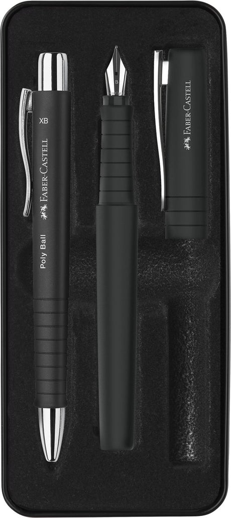 Faber-castell gaveæske polypen - sæt med kuglepen og fyldepen - sort - fc-241050