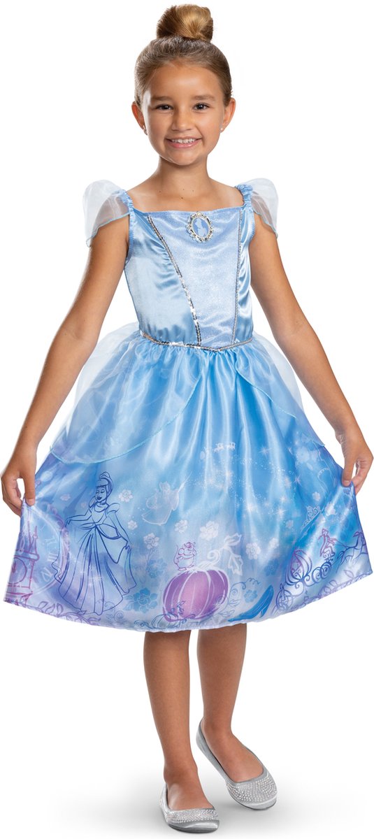 Forklædning disney prinsesse - askepot, askepot kjole historiebog klassisk, størrelse s (5 - 6 år), piger