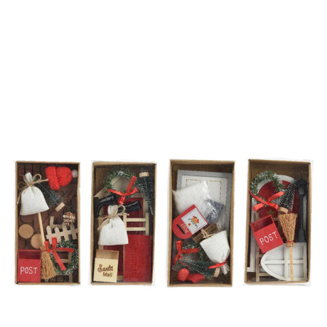Decoris julelandsby tilbehør sæt træ 15x6x24cm