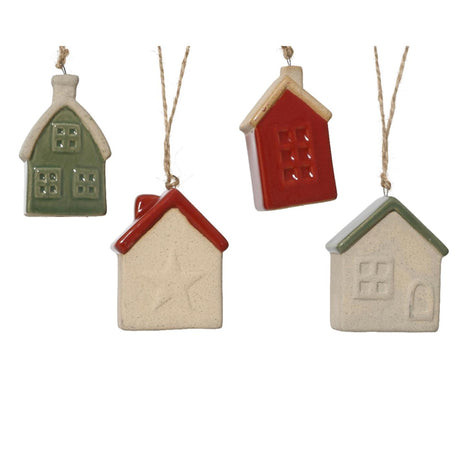 Decoris julevedhæng husporcelæn 3x5,7x7,2cm