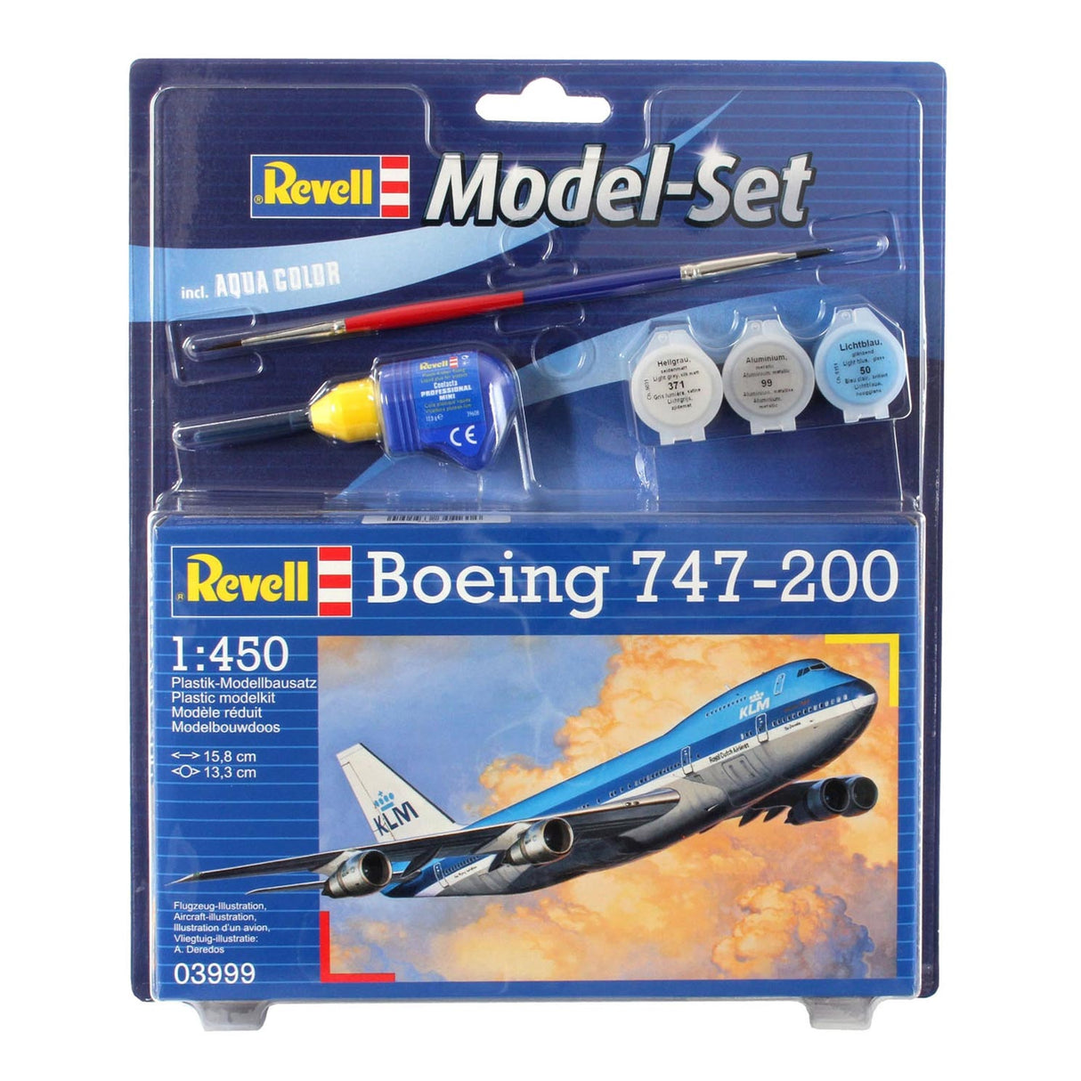 Revell modelsæt - Boeing 747-200 skala 1:450 22 stk. - inkl. grundlæggende malingsfarver