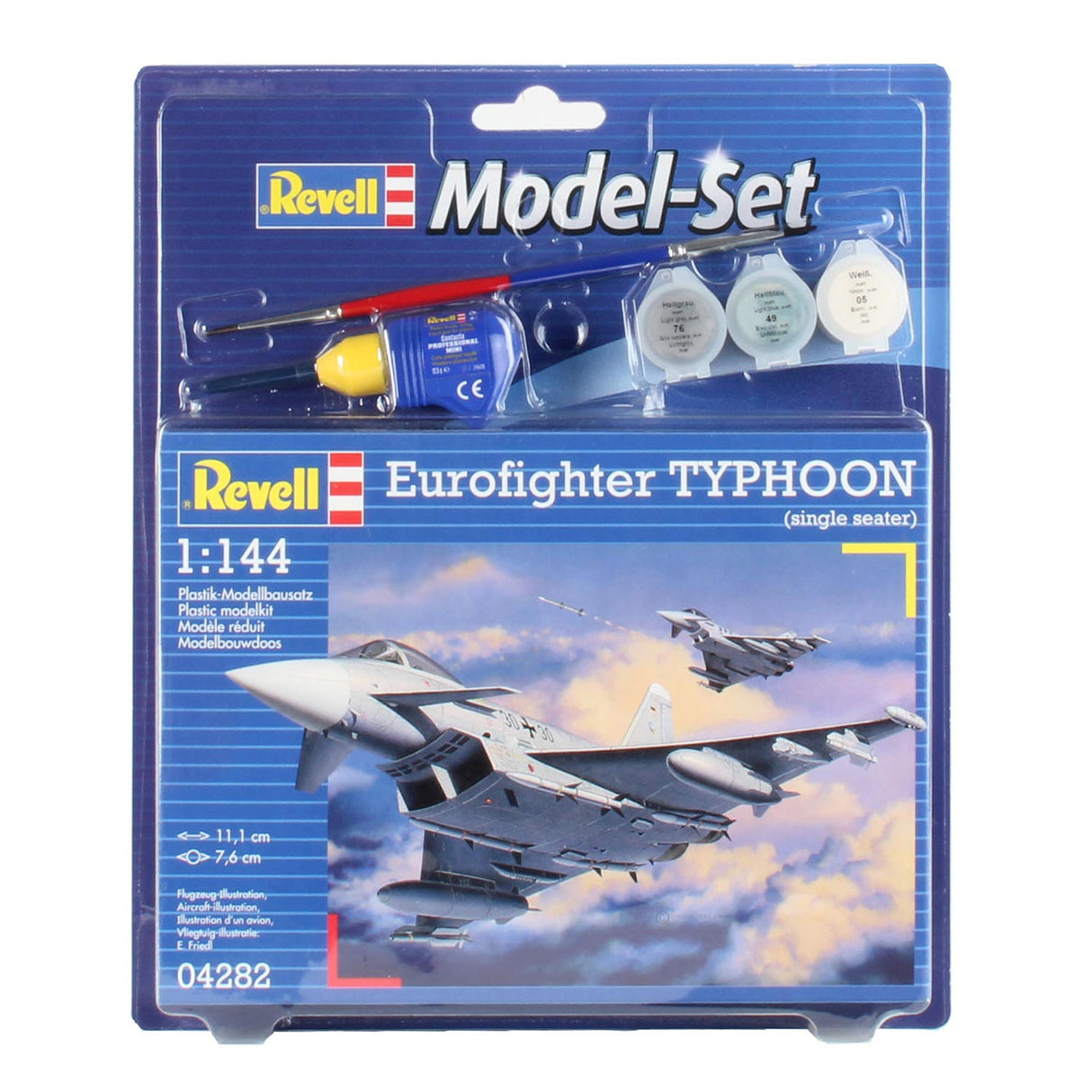 Revell modelsæt - eurofighter typhoon 63 stk. - inkl. grundlæggende malingsfarver