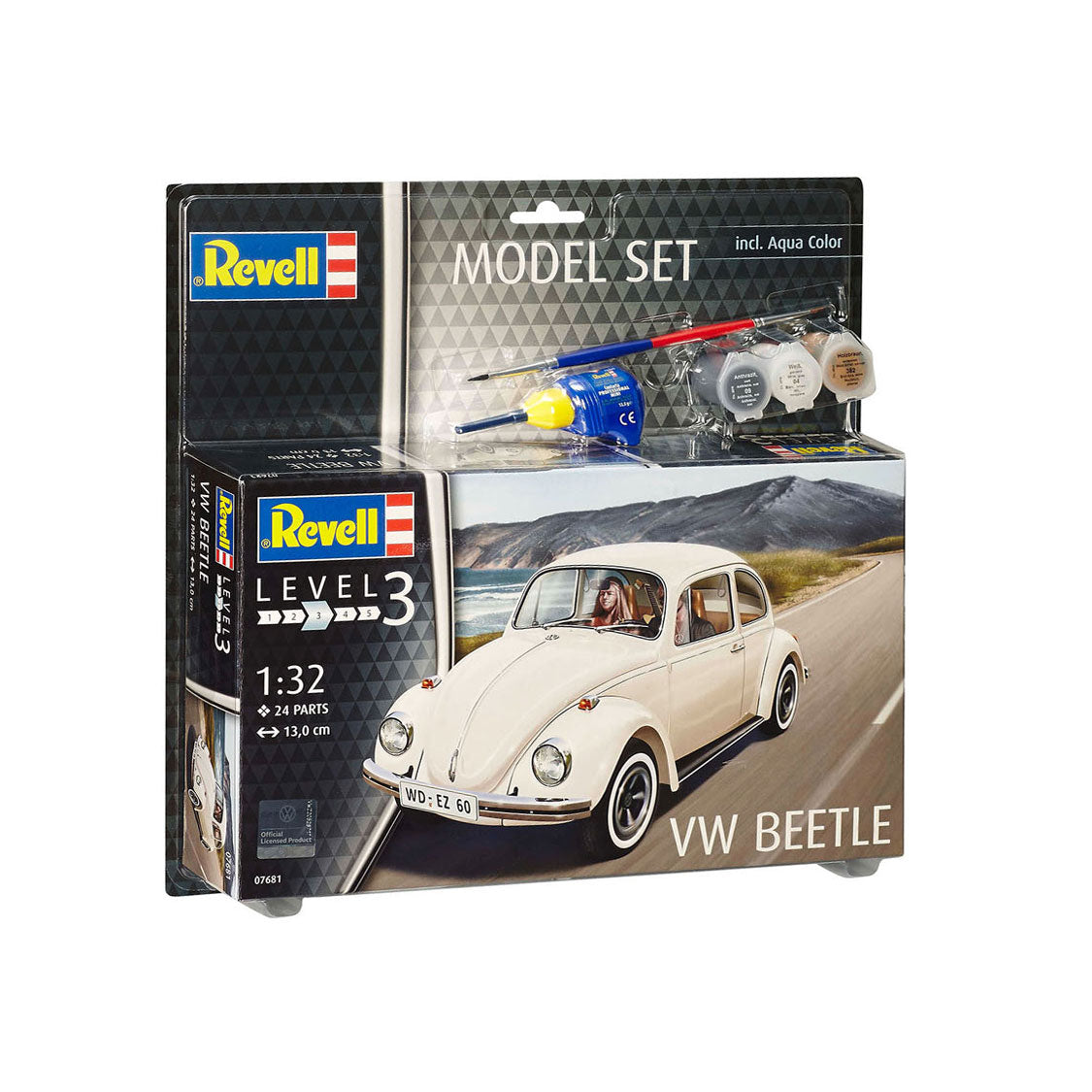 Revell modelsæt - volkswagen bille 24stk. - inkl. grundlæggende malingsfarver