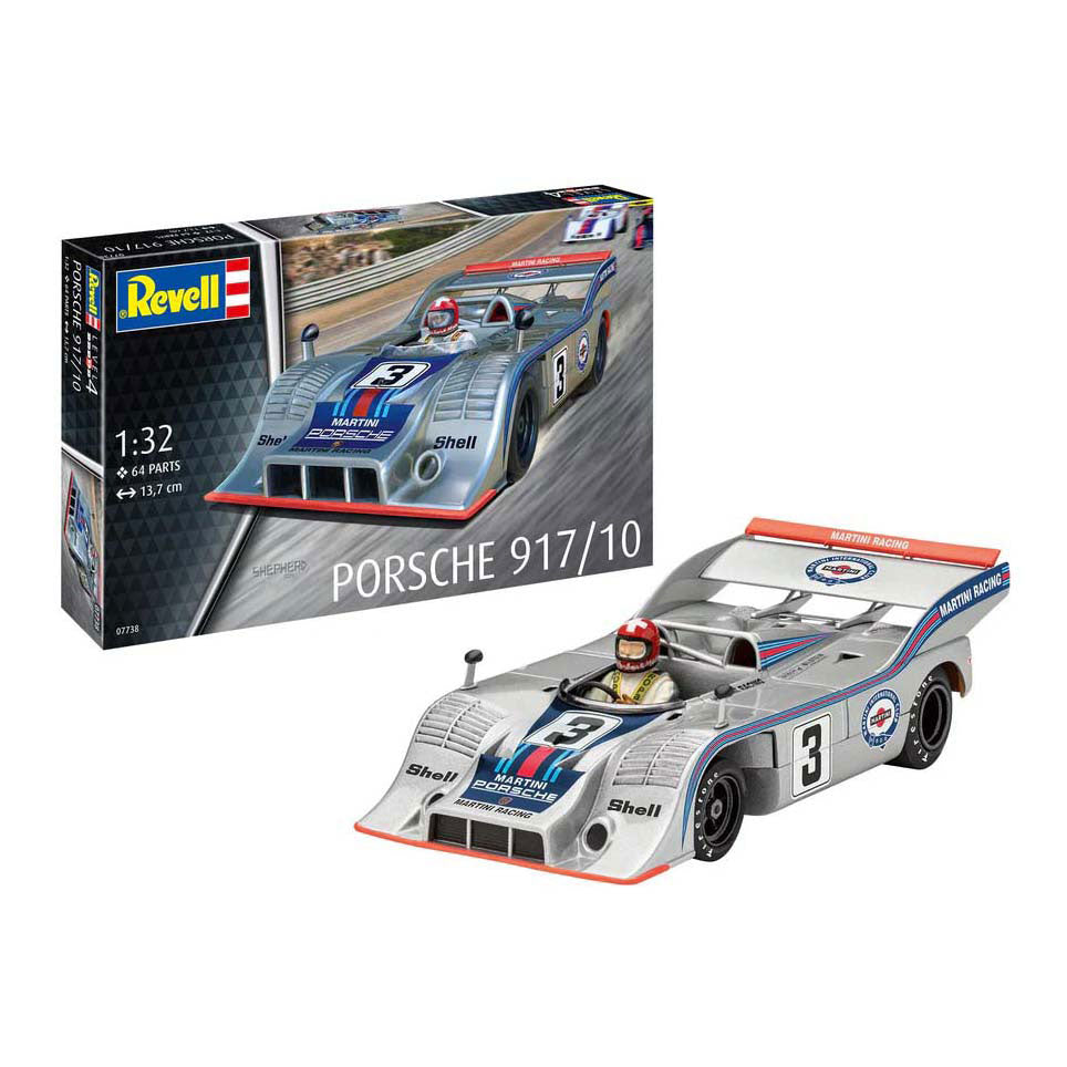 Revell modelsæt bil - 07738 porsche 917 10 - tysk rauto plastic - 1:32 - modelfremstilling