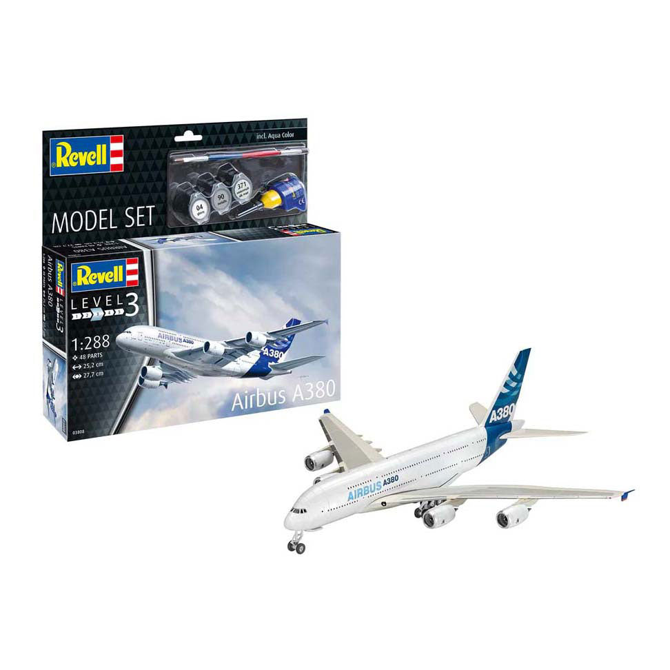 Revell modelsæt - airbus a380 1:288 - 48 stk. - inkl. grundlæggende malingsfarver