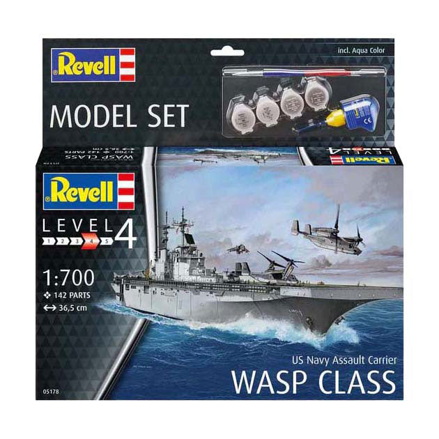 Revell modelsæt - us navy assault carrier hveps klasse 1:700 - 142 stk.