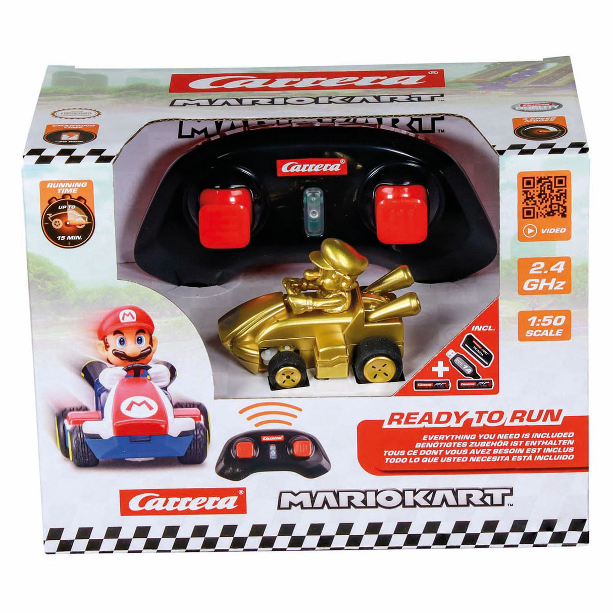 Carrera mini rc 2.4ghz mario kart guld - 1:50