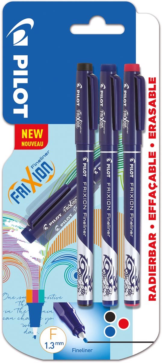 Pilot fineliner frixion basic | assorterede farver | sæt med 3 stk