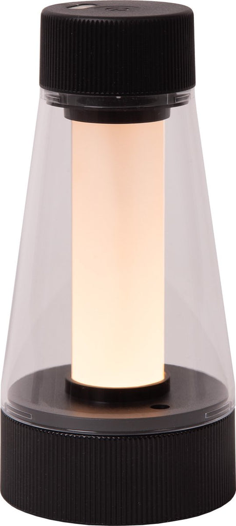 Lucide Lorali - genopladelig bordlampe indendørs udendørs - genopladeligt batteri - ø 7,7 cm - LED dæmpbar - 1x1,2W 2600K 3000K - IP44 - sort