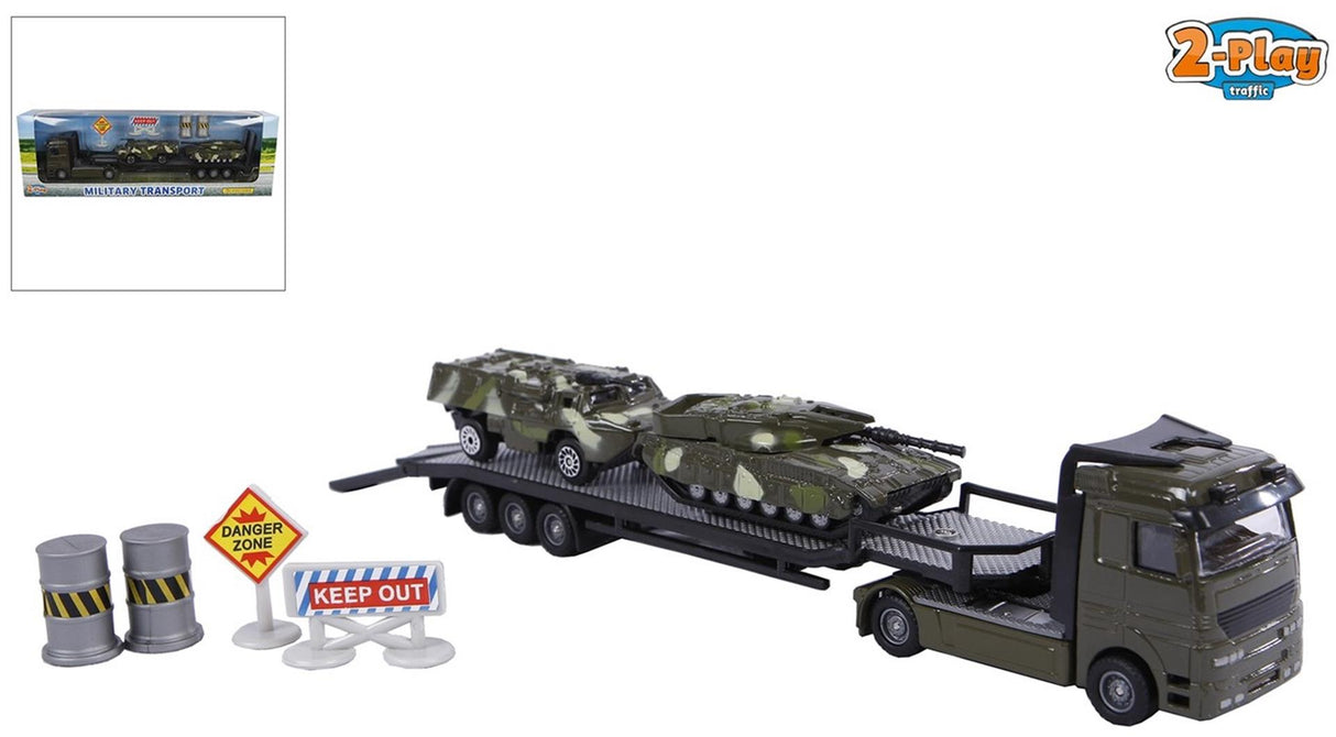 2-play militær transporter med 2 tanke trykstøbt plast 24cm