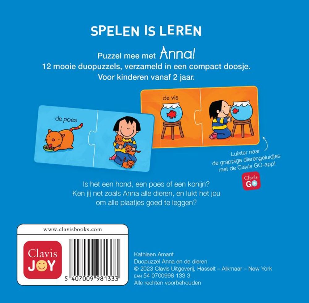Duo-puslespil Anna og dyrene 2+