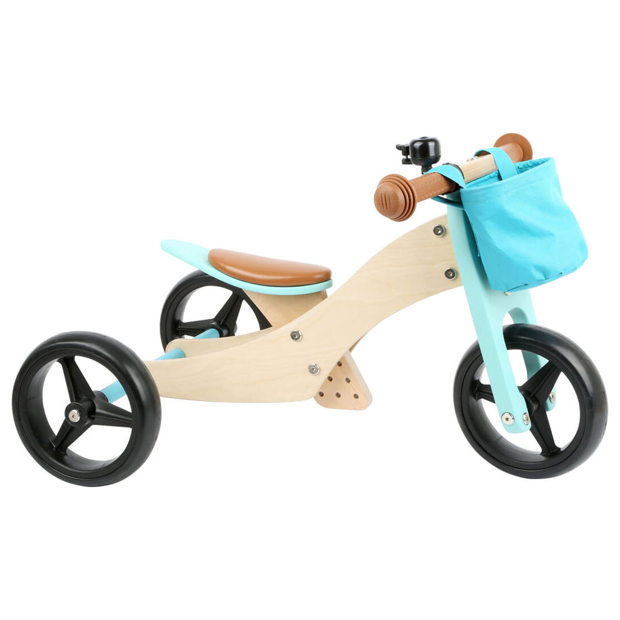 Lille fod - Træ trehjuling og balance cykel 2in1 turkis