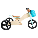 Lille fod - Træ trehjuling og balance cykel 2in1 turkis