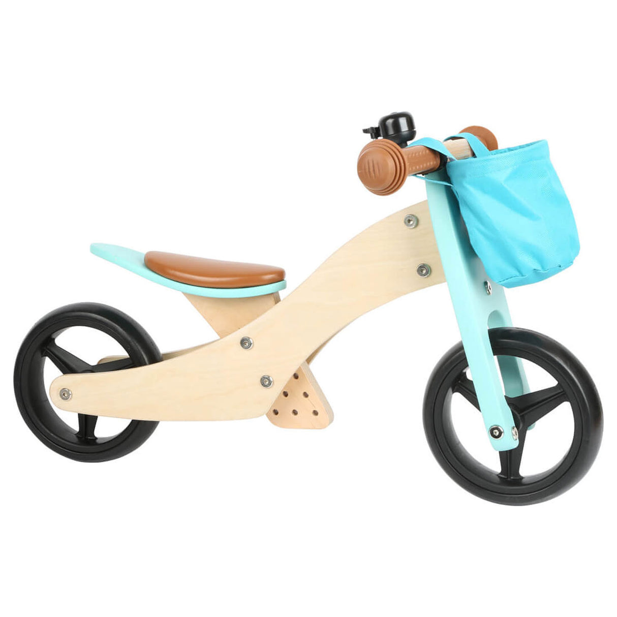 Lille fod - Træ trehjuling og balance cykel 2in1 turkis