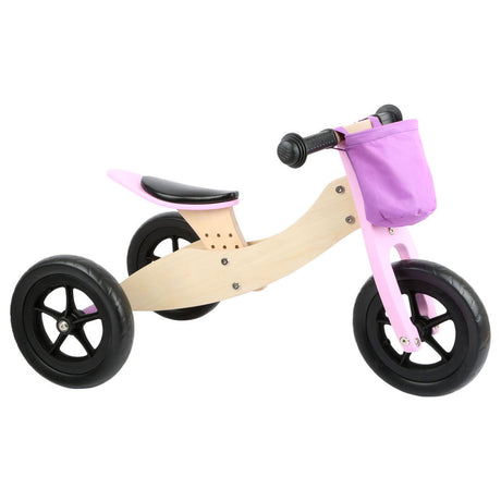 Lille fod - Træ trehjuling og balance cykel 2in1 maxi pink
