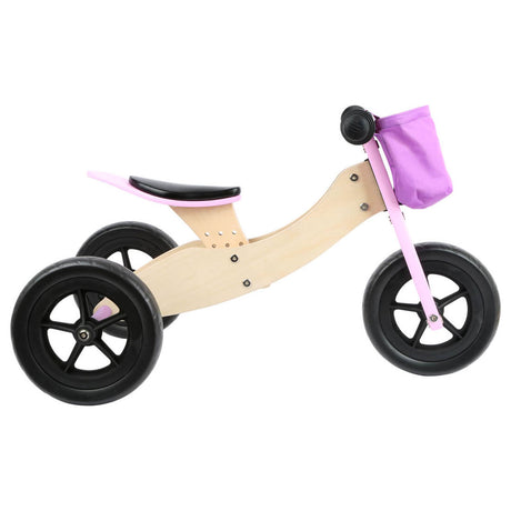 Lille fod - Træ trehjuling og balance cykel 2in1 maxi pink