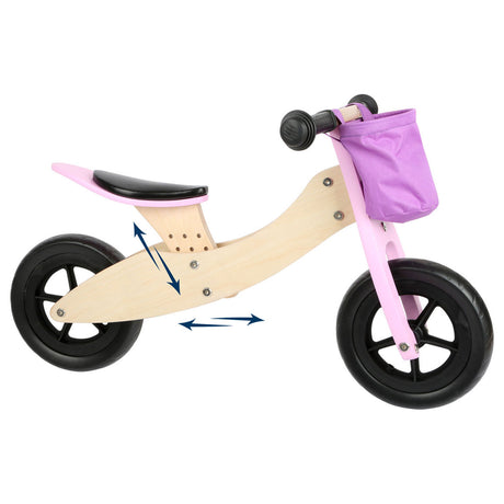 Lille fod - Træ trehjuling og balance cykel 2in1 maxi pink