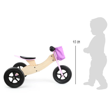 Lille fod - Træ trehjuling og balance cykel 2in1 maxi pink