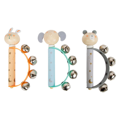 Lille fod - træ baby tamburin dyrepastel