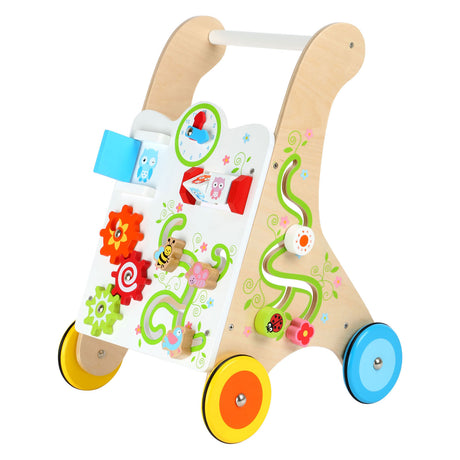 Lille fod - farverig baby rollator i træ