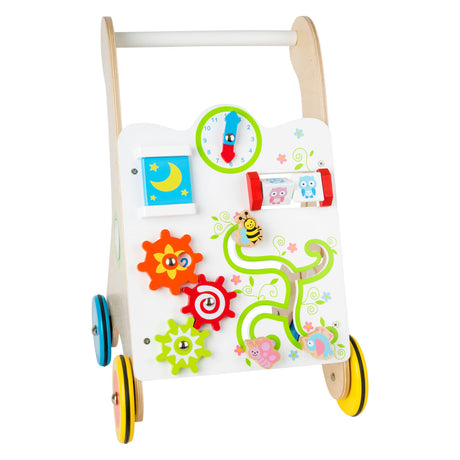 Lille fod - farverig baby rollator i træ