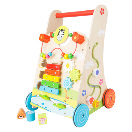 Lille fod - farverig baby rollator i træ