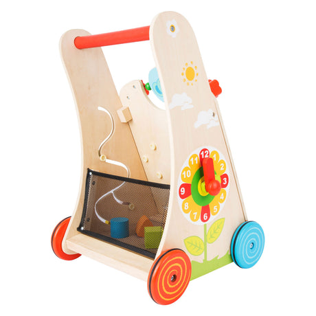 Lille fod - farverig baby rollator i træ