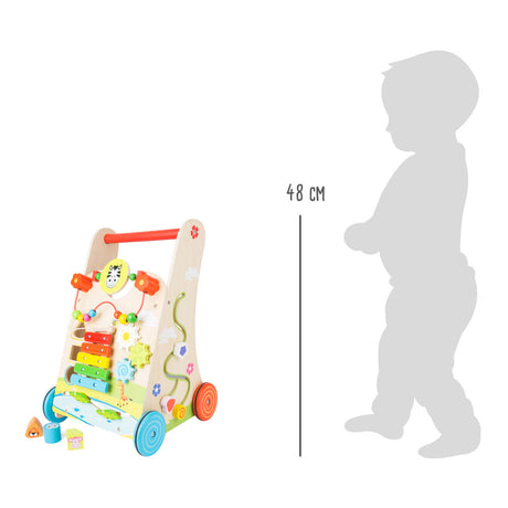 Lille fod - farverig baby rollator i træ