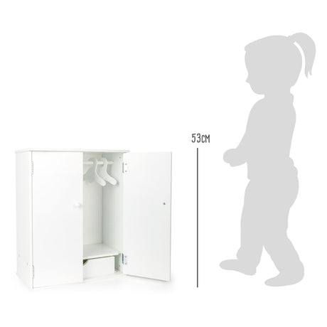 Lille fods dukkegarderobe i træ 53 cm hvid