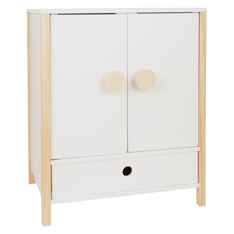 Lille fod - dukkegarderobe i træ lille knap med bøjler, 3 dele.