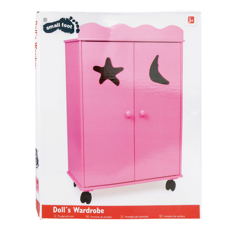 Lille fod - dukkegarderobe i træ pink