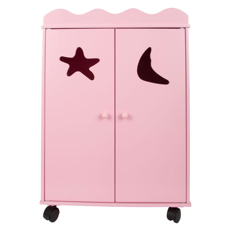 Lille fod - dukkegarderobe i træ pink