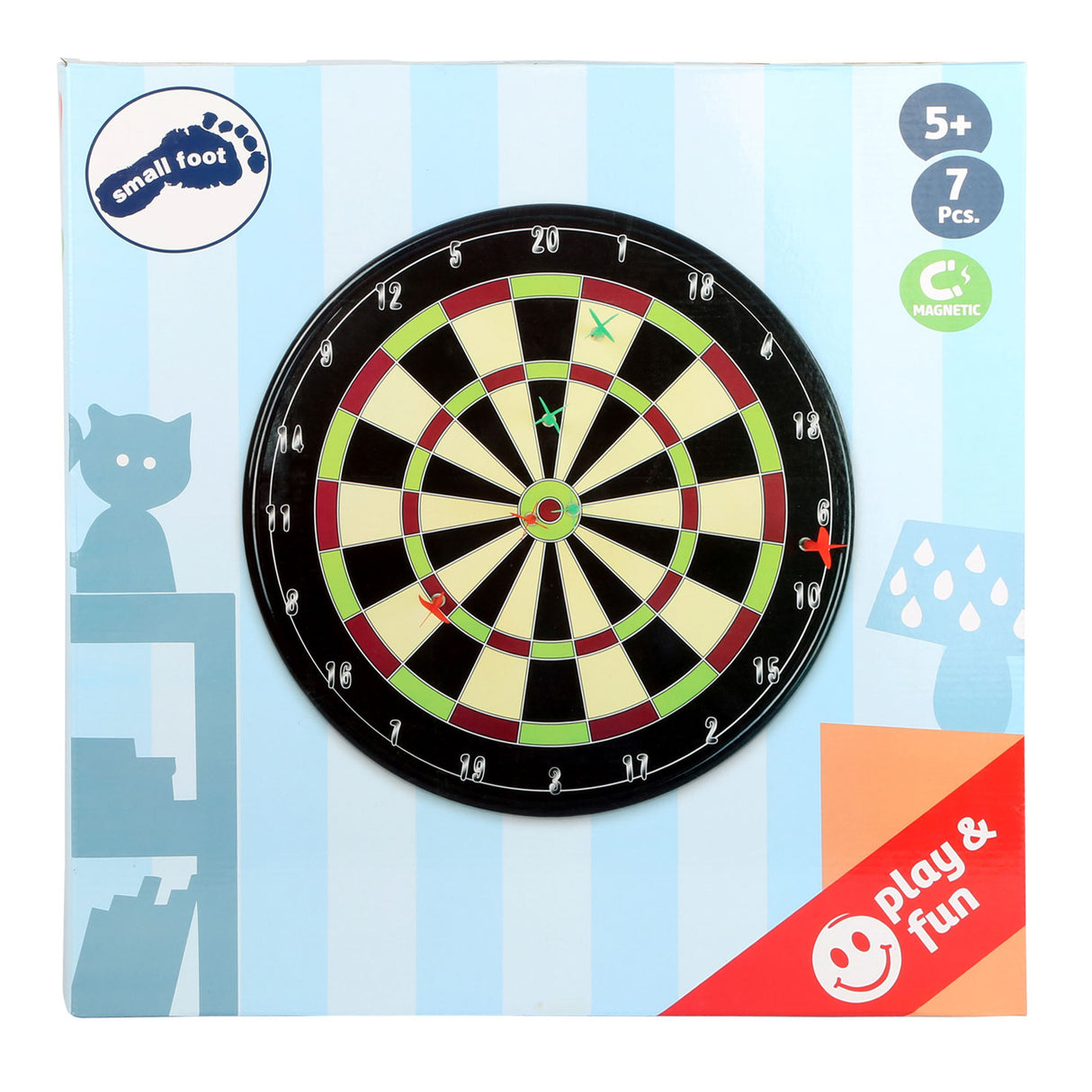 Lille fodmagnetisk dartboard med pile, 7dlg.