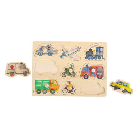 Lille fod - træknoppuslespil bybiler, 9 stk.
