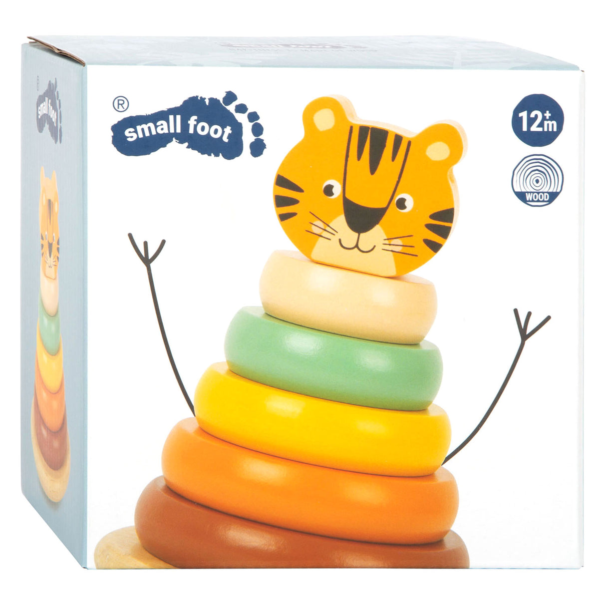 Lille fod - træstabletårn safari tiger, 7 stk.