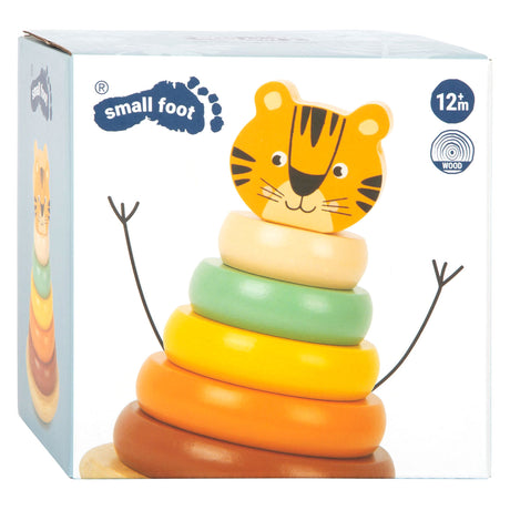 Lille fod - træstabletårn safari tiger, 7 stk.